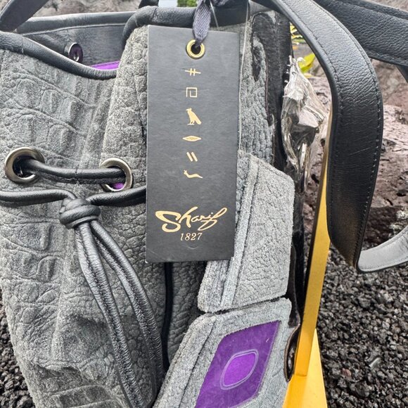 Sharif Gray and Black Shoulder Bag with Silver Accent - Picture 5 of 14